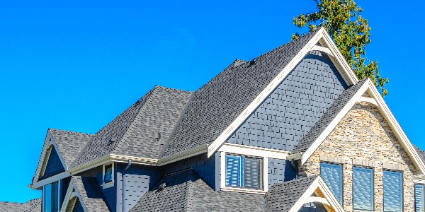 Picture of a house with a pitched, shingle roof